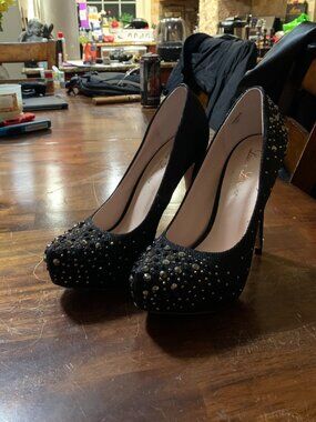 NWOT Black Rhinestone Heels